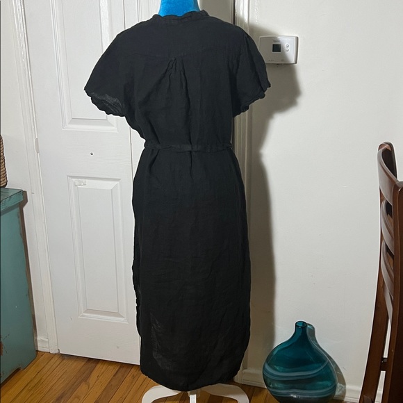 Marche Linen Button Down Dress Black Women’s Medium - Picture 4 of 8